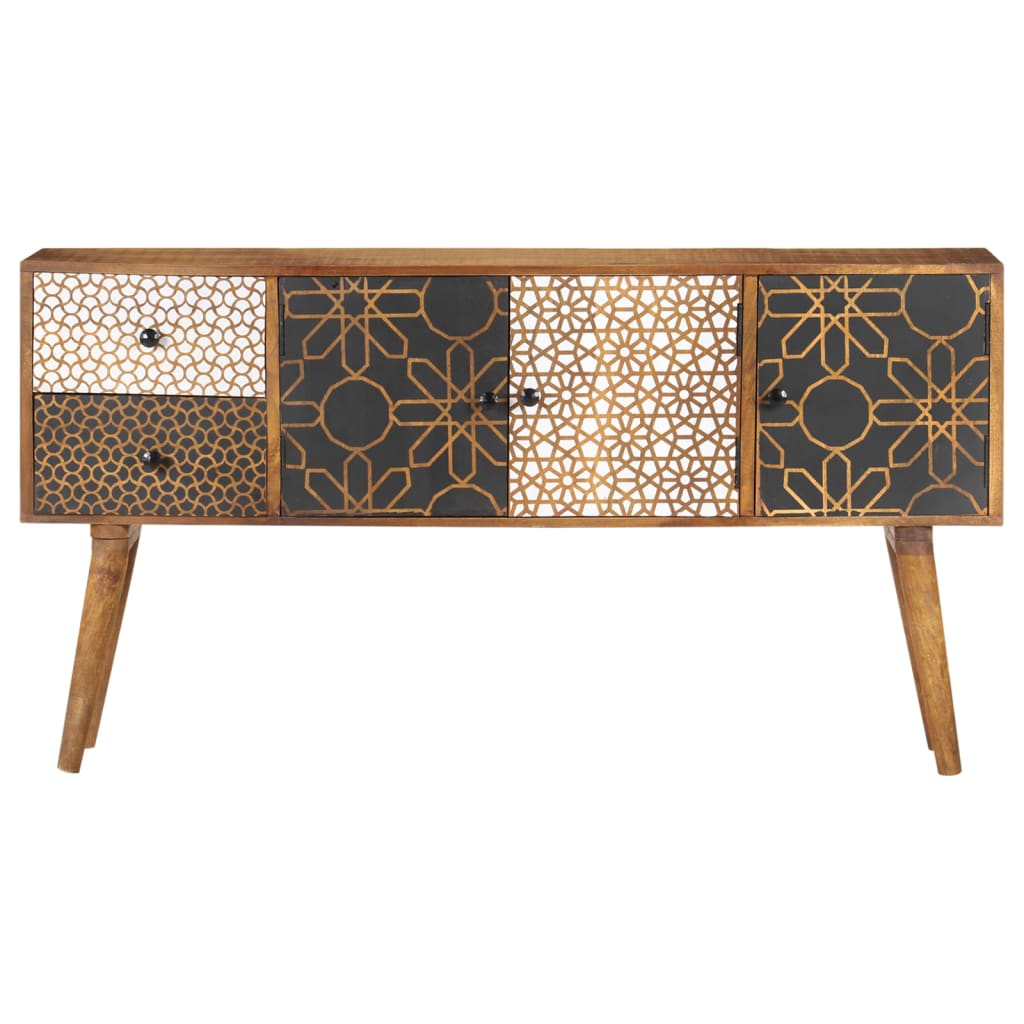 vidaXL Sideboard with Printed Pattern 130x30x70 cm Solid Mango Wood