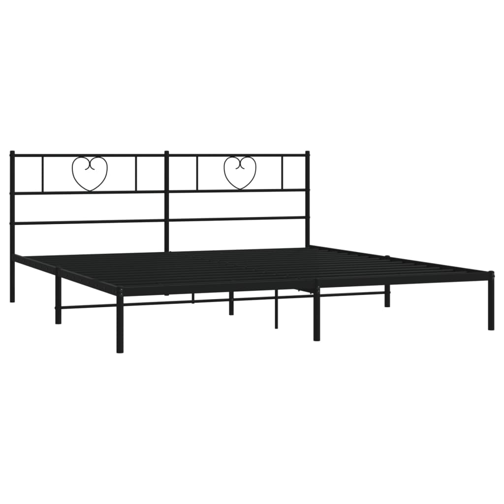 vidaXL Metal Bed Frame without Mattress with Headboard Black 193x203 cm