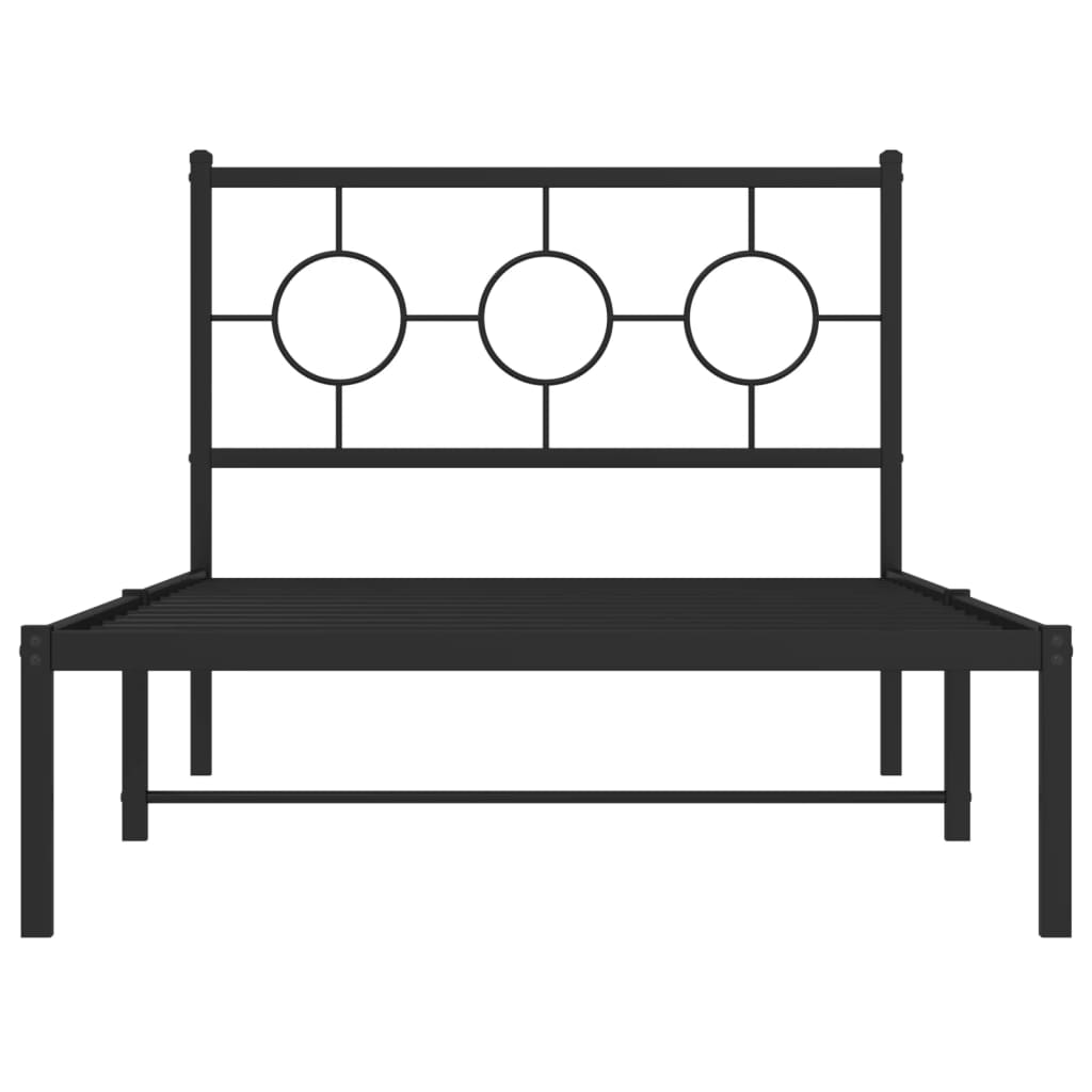 vidaXL Metal Bed Frame without Mattress with Headboard Black 100x200 cm