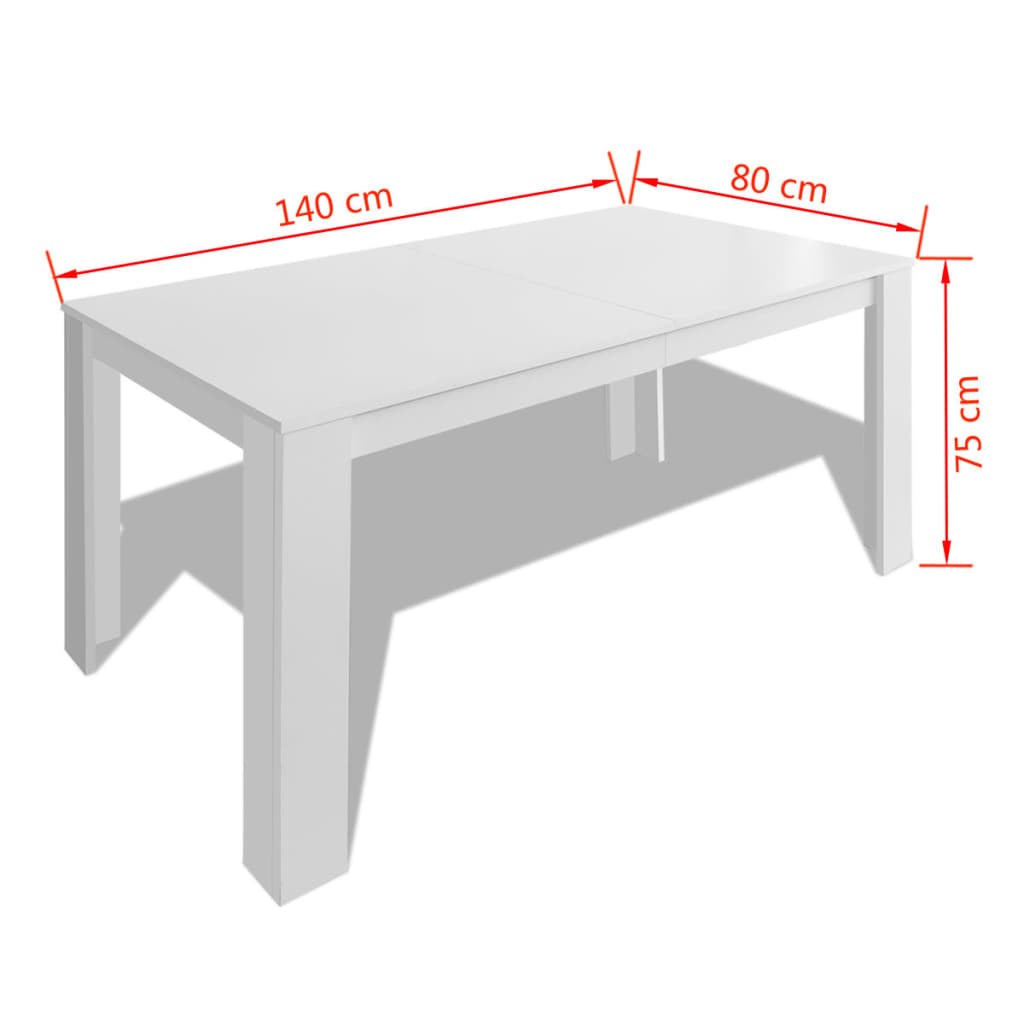 vidaXL Dining Table 140x80x75 cm White