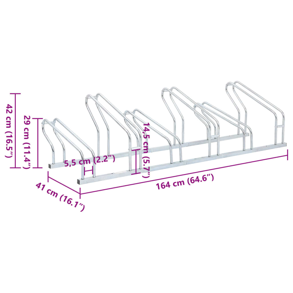 vidaXL Bicycle Stand for 6 Bikes Floor Freestanding Galvanised Steel