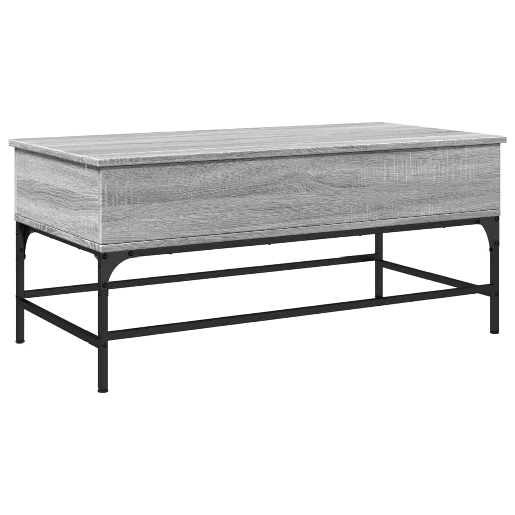 vidaXL Coffee Table Grey Sonoma 100x50x45 cm Engineered Wood and Metal