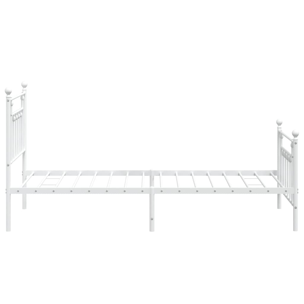 vidaXL Metal Bed Frame without Mattress with Footboard White 100x190 cm