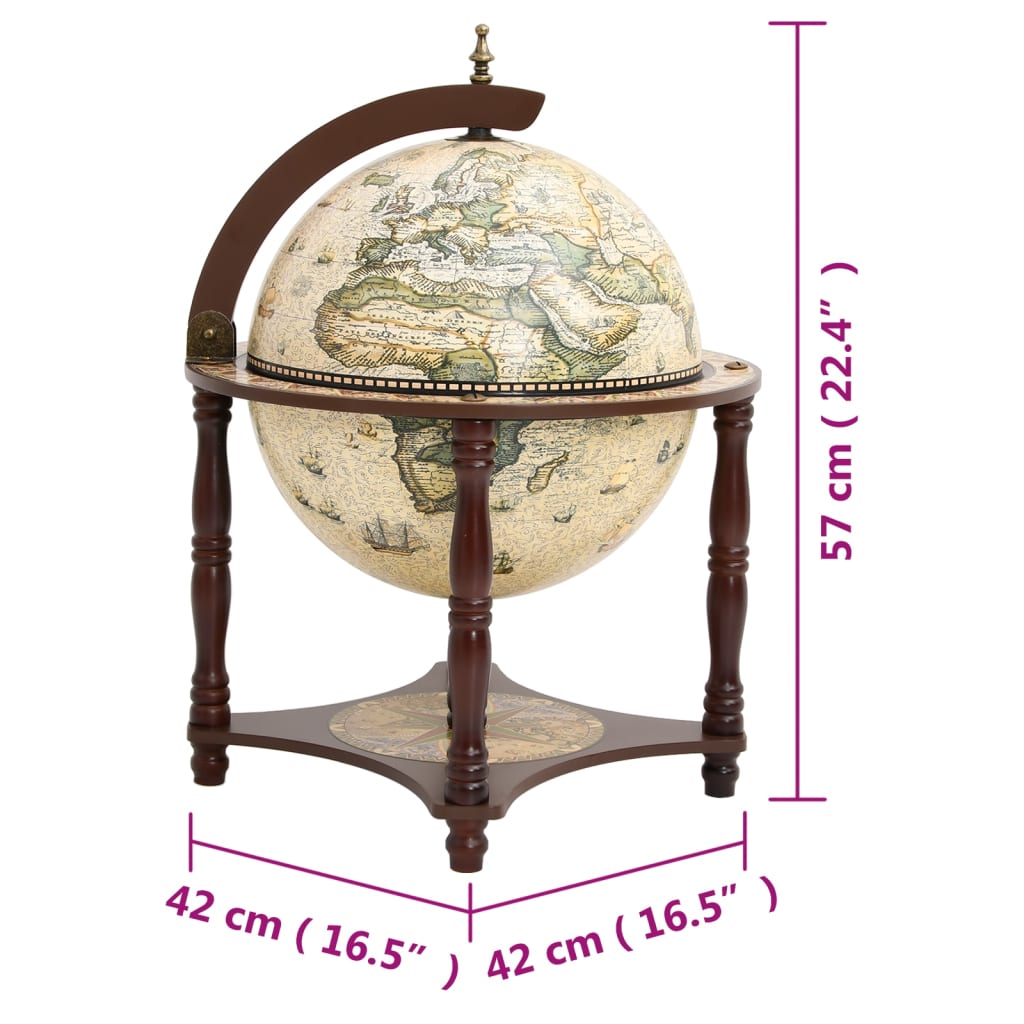 vidaXL Globe Bar Wine Stand Brown Solid Wood Eucalyptus