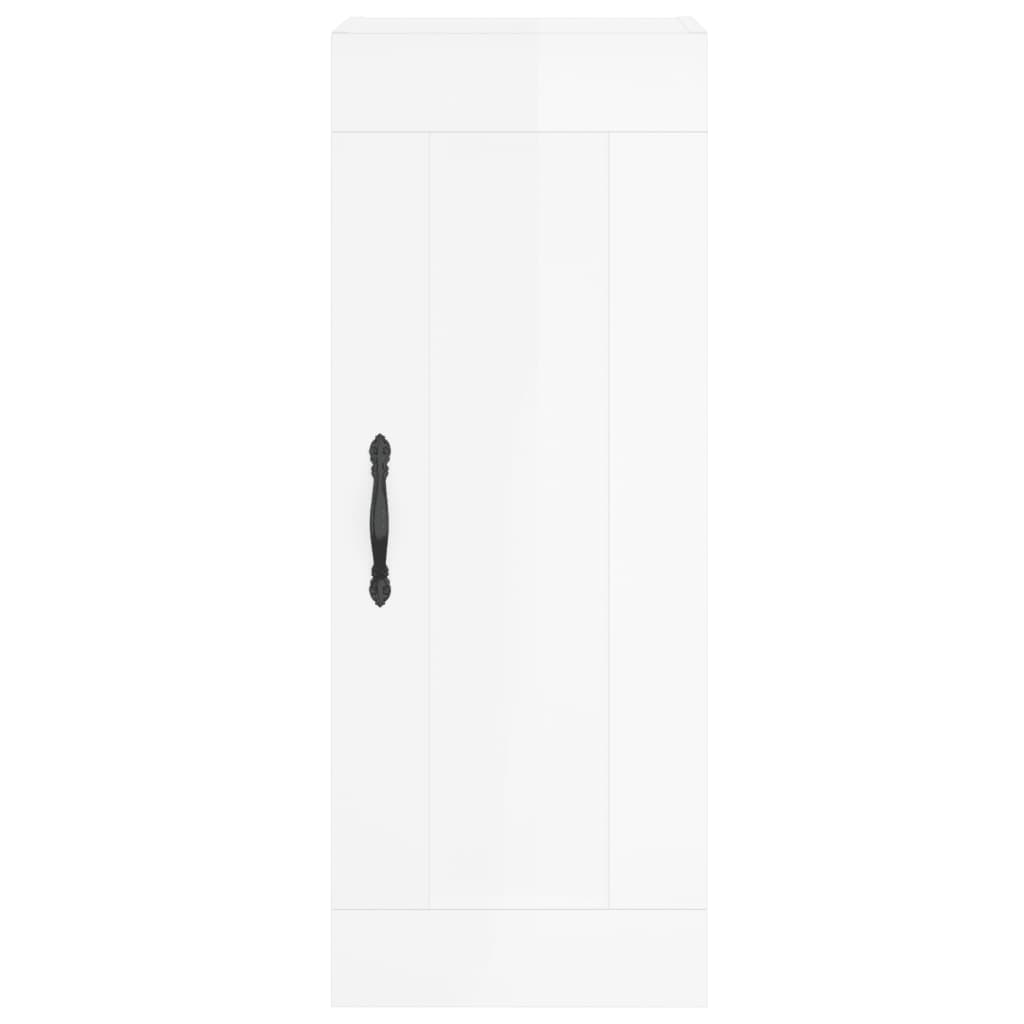 vidaXL Wall Mounted Cabinet High Gloss White 34.5x34x90 cm Engineered Wood