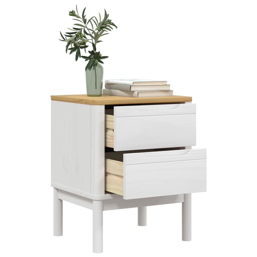 vidaXL Bedside Cabinet FLORO White 45x39x57 cm Solid Wood Pine