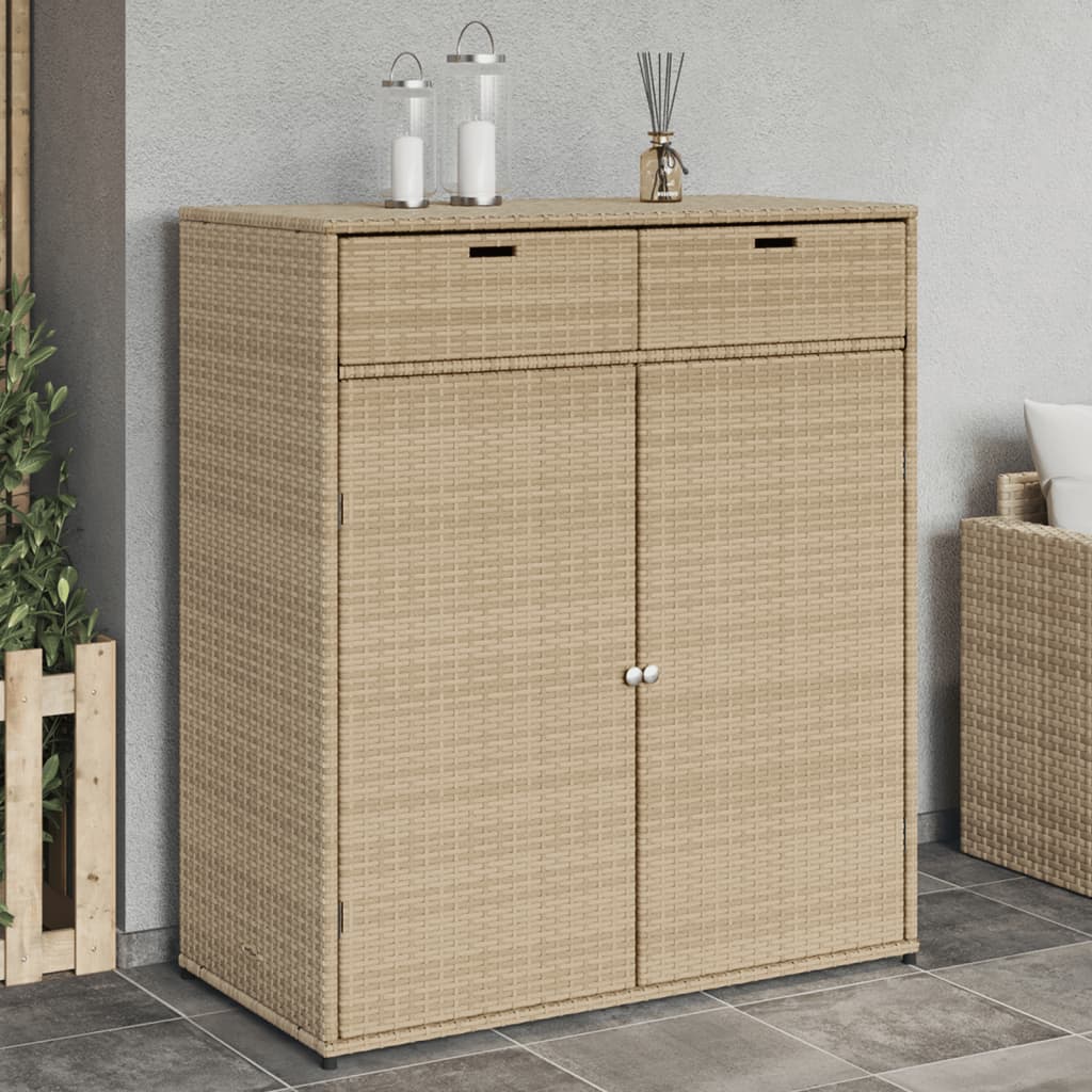 vidaXL Garden Storage Cabinet Beige 105x55x113 cm Poly Rattan