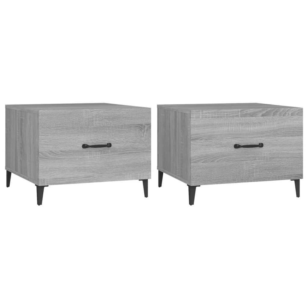 vidaXL Coffee Tables with Metal Legs 2 pcs Grey Sonoma 50x50x40 cm