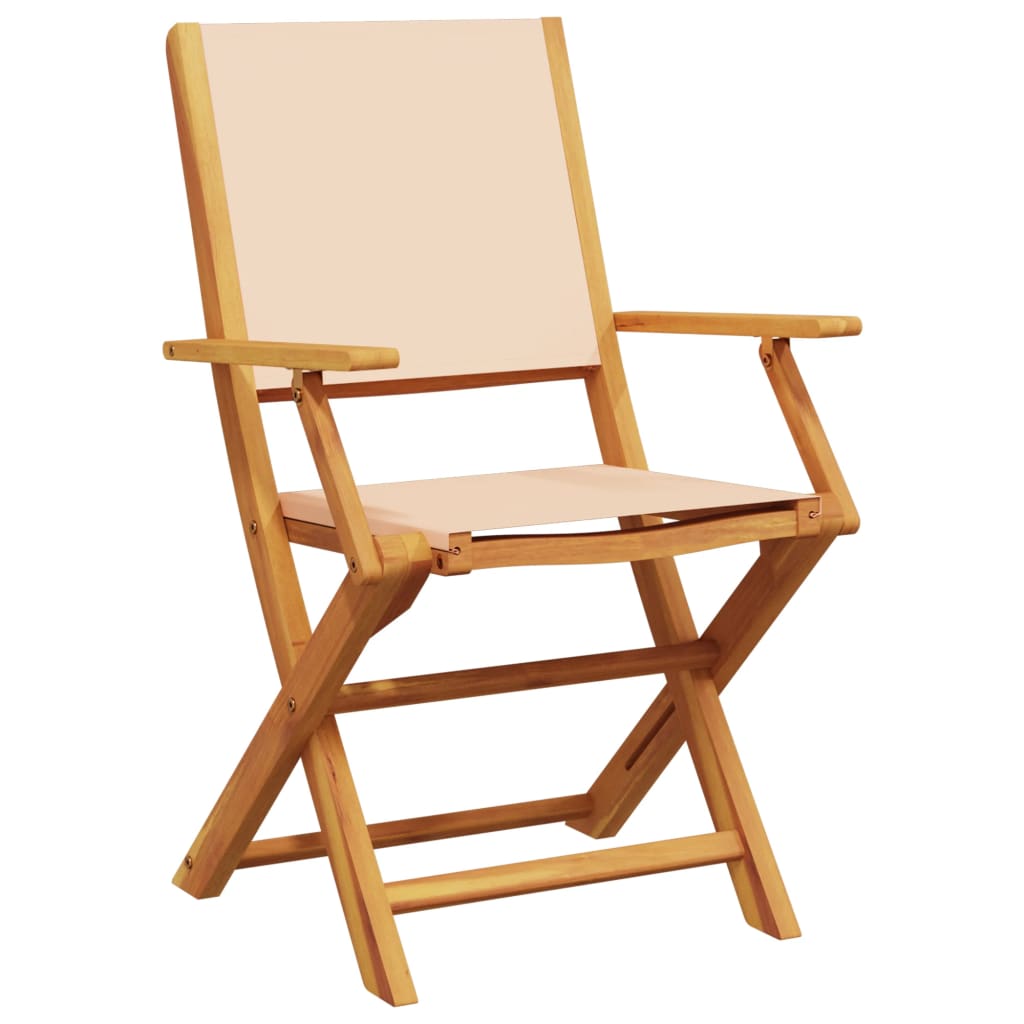 vidaXL Garden Chairs 2 pcs Beige Solid Wood Acacia and Fabric