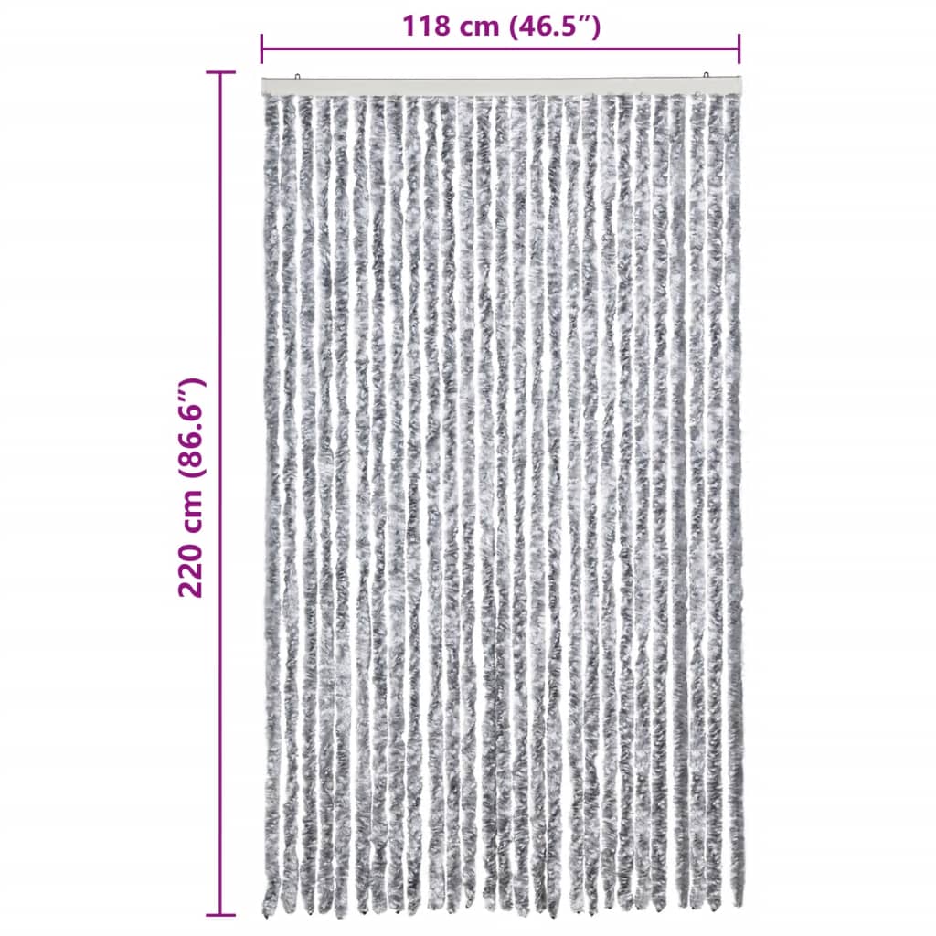 vidaXL Insect Curtain White and Grey 118x220 cm Chenille