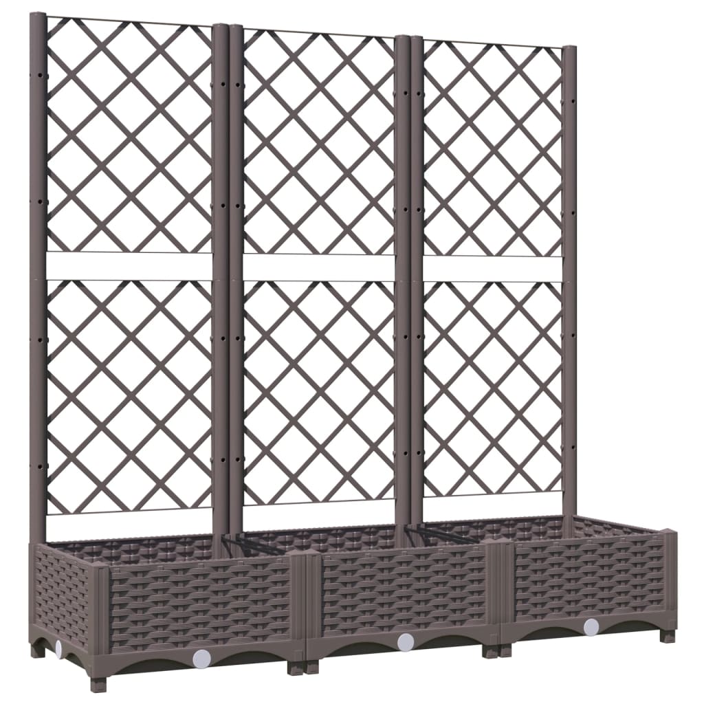 vidaXL Garden Planter with Trellis Brown 120x40x121.5 cm PP