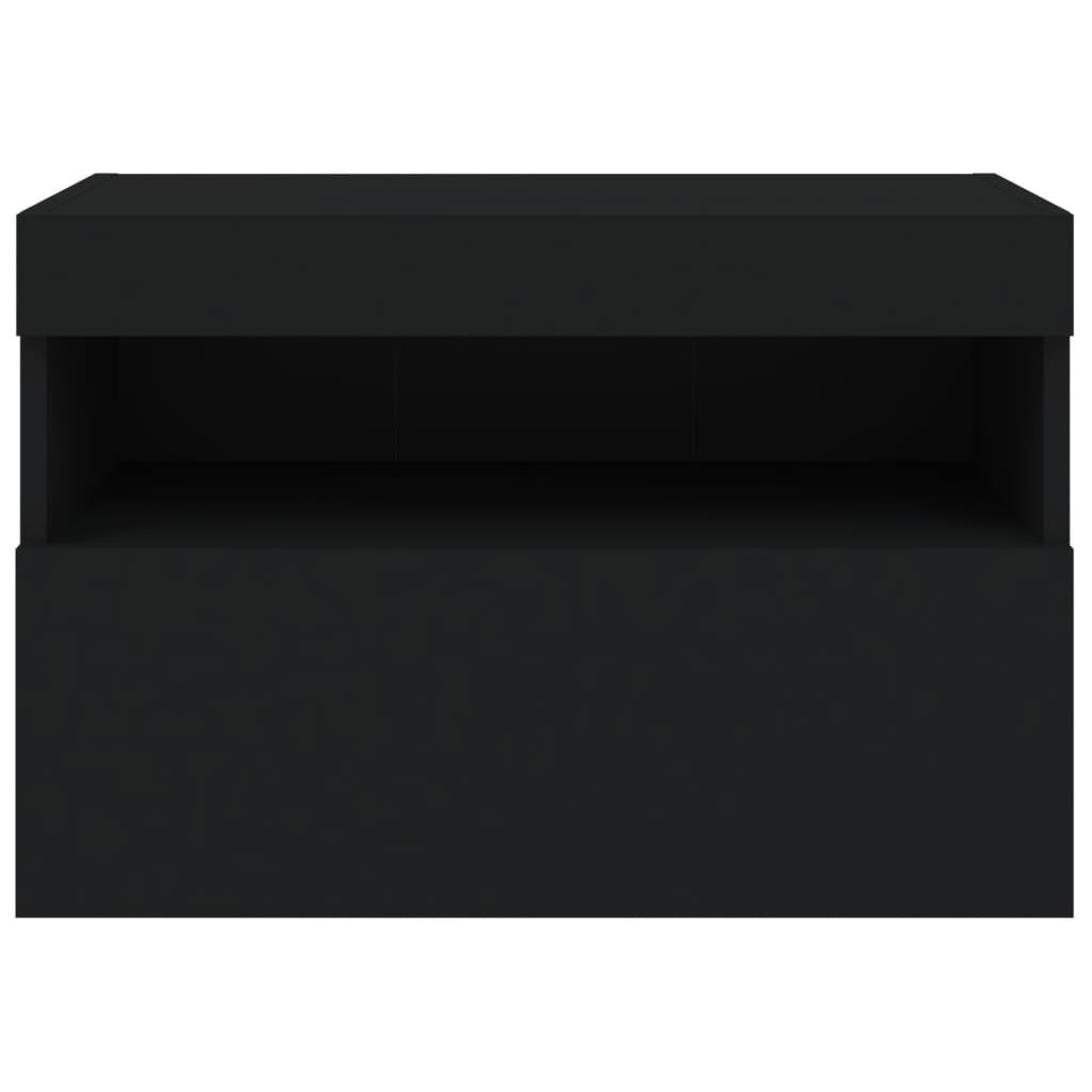 vidaXL TV Wall Cabinet with LED Lights Black 60x30x40 cm