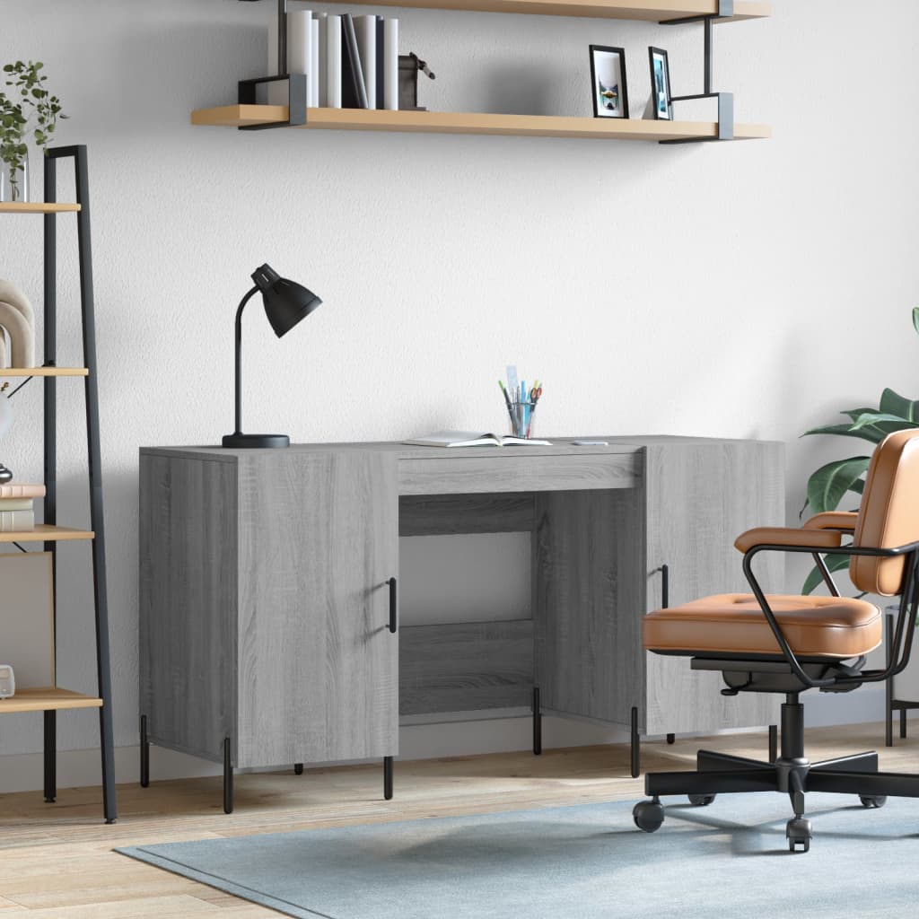 vidaXL Desk Grey Sonoma 140x50x75 cm Engineered Wood