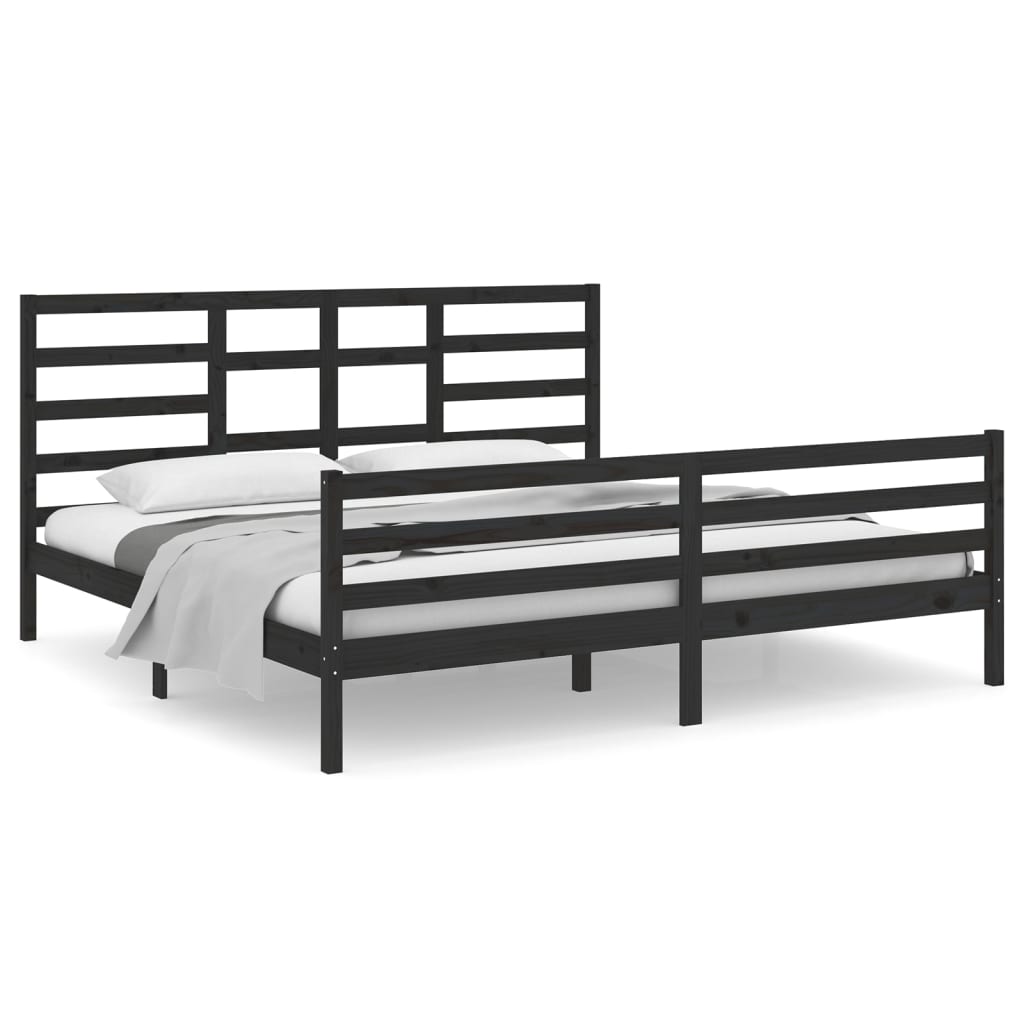 vidaXL Bed Frame without Mattress Black Solid Wood 200x200 cm