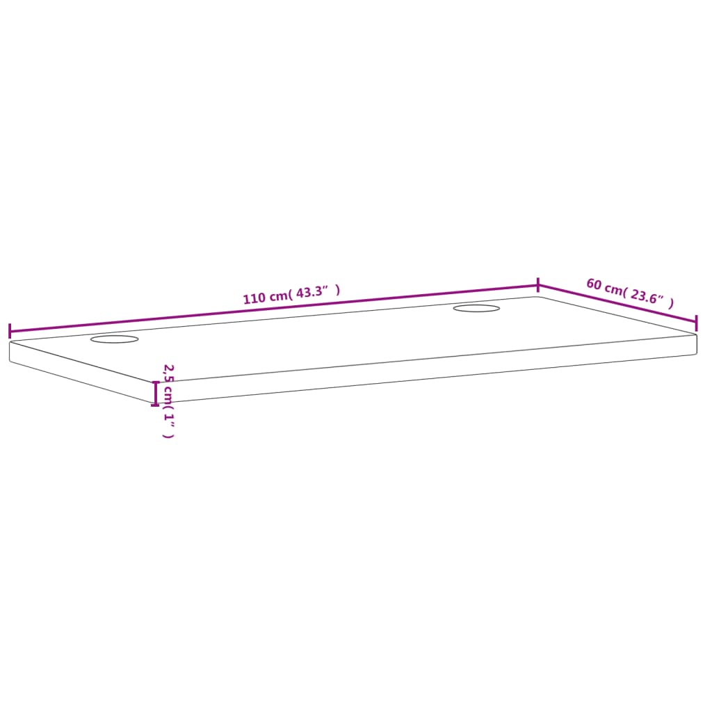 vidaXL Desk Top 110x60x2.5 cm Solid Wood Beech