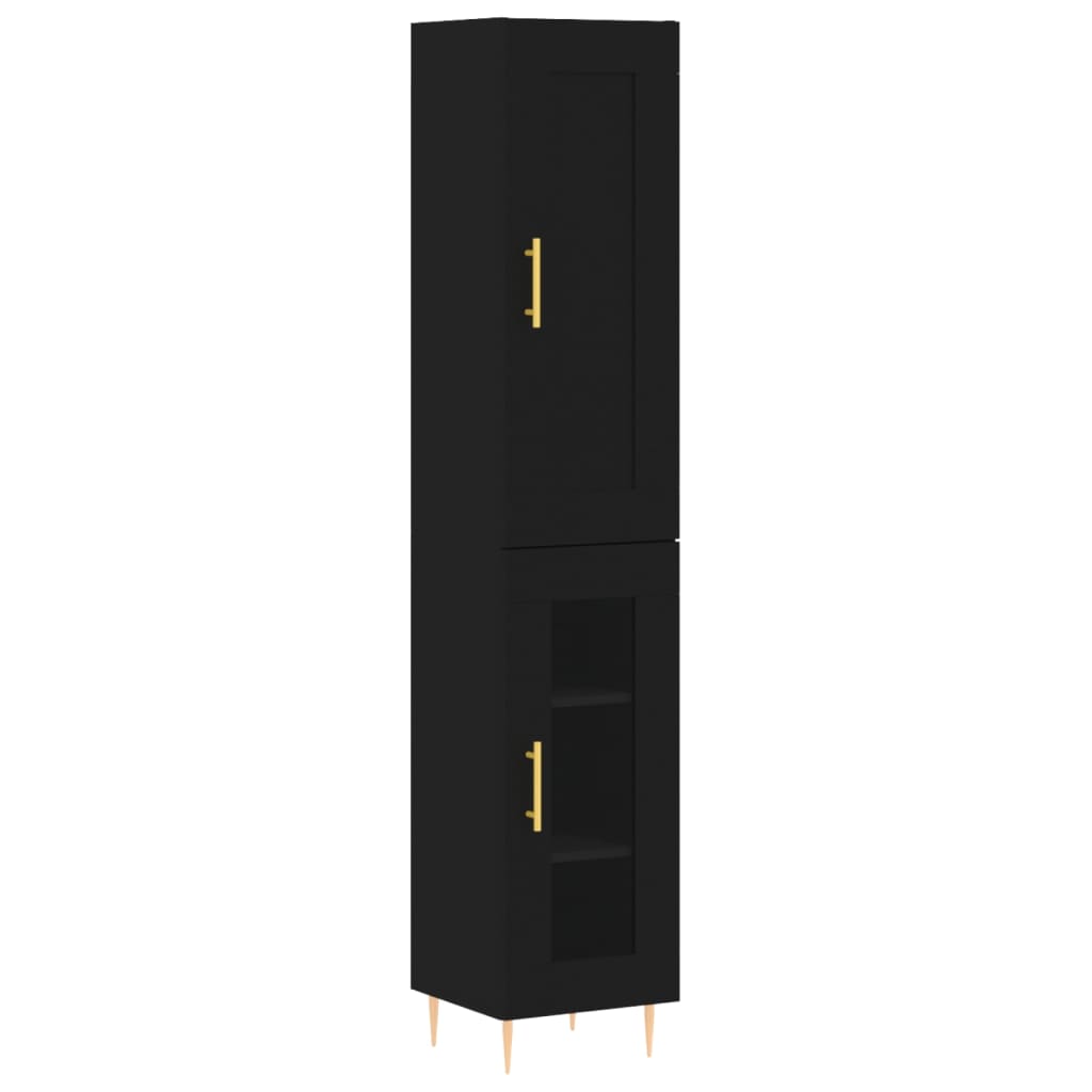vidaXL Highboard Black 34.5x34x180 cm Engineered Wood