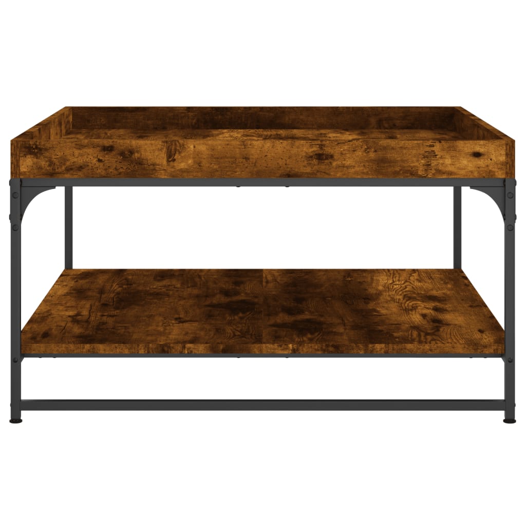 vidaXL Coffee Table Smoked Oak 80x80x45 cm Engineered Wood and Iron