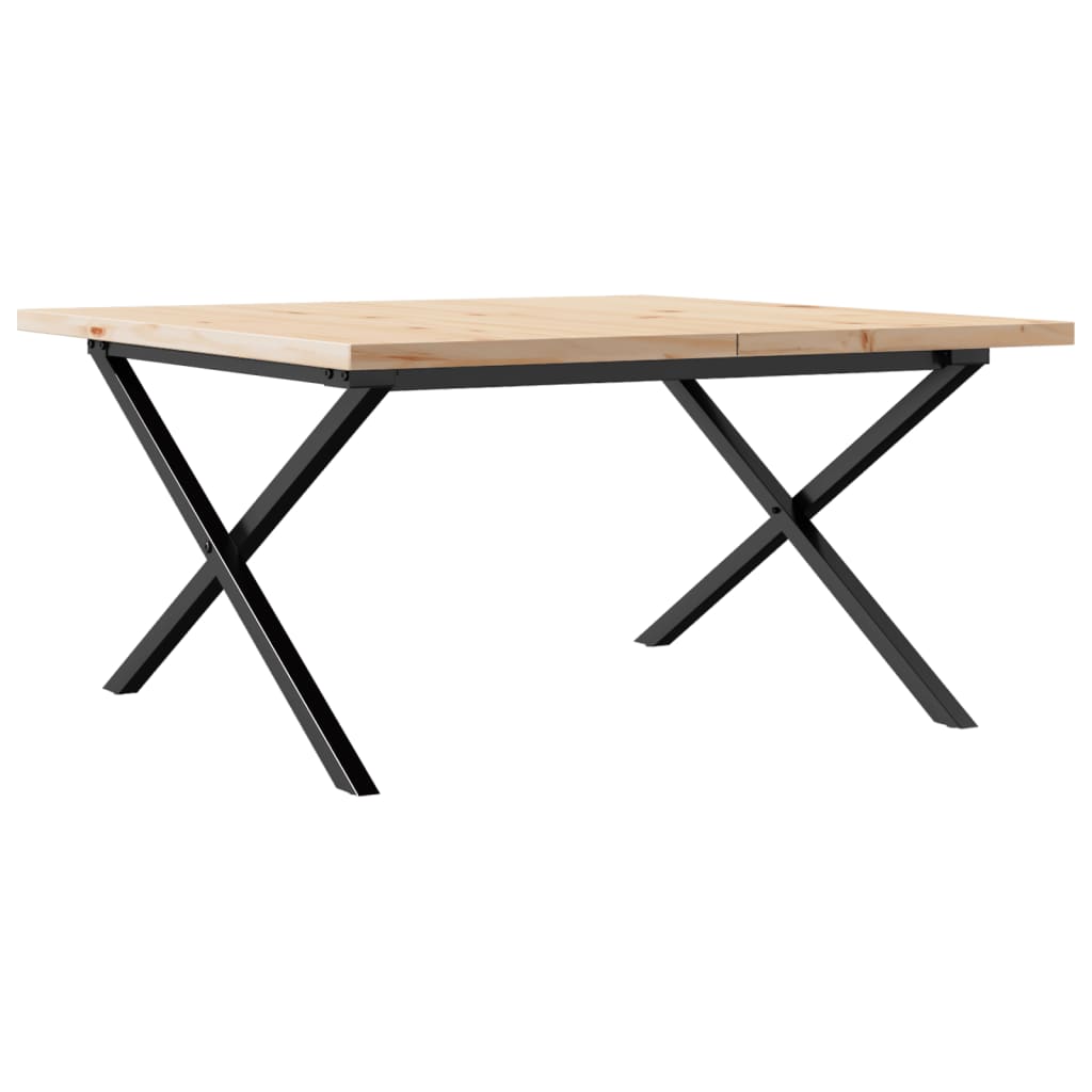 vidaXL Coffee Table X-Frame 80x80x45.5 cm Solid Wood Pine and Cast Iron