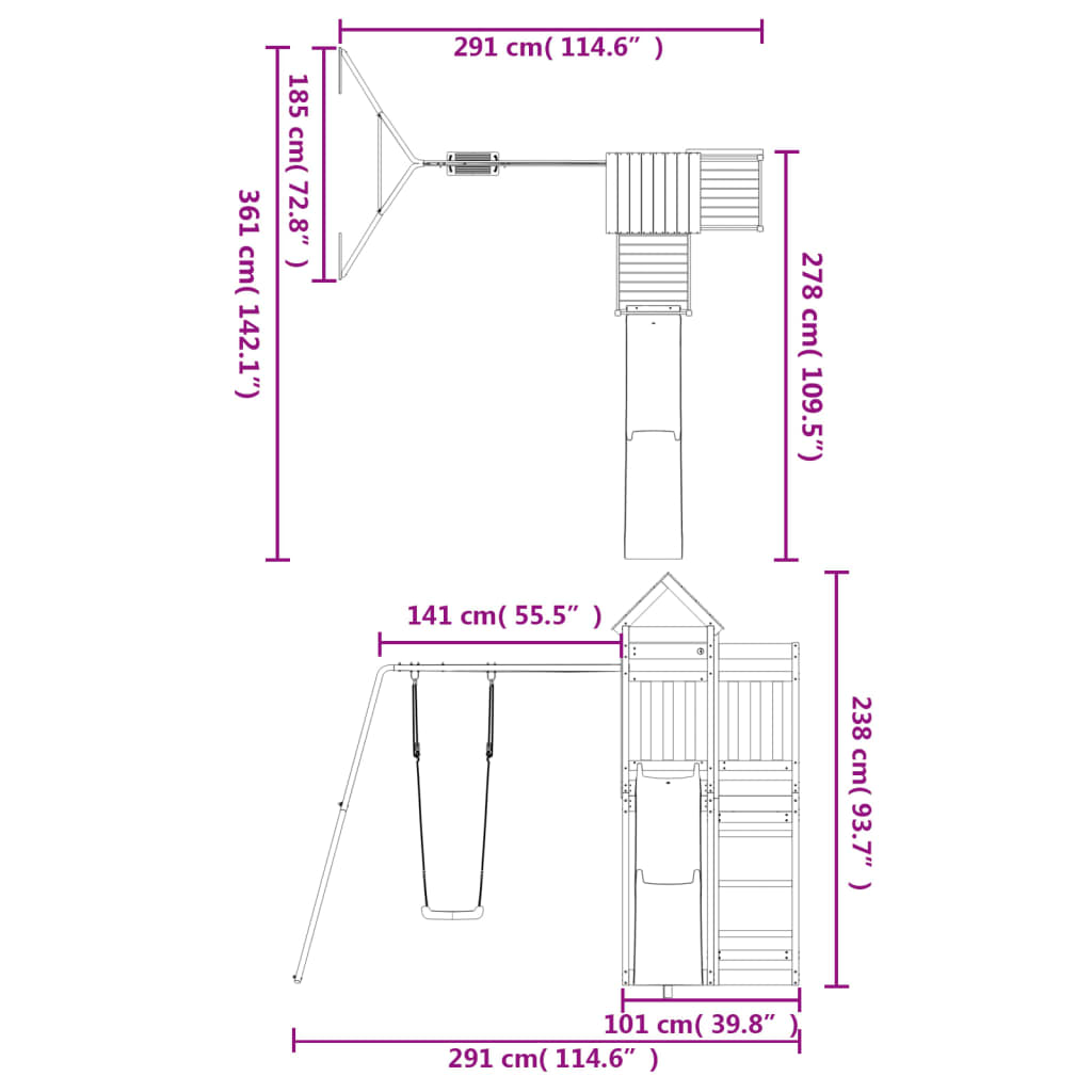 vidaXL Outdoor Playset Solid Wood Douglas