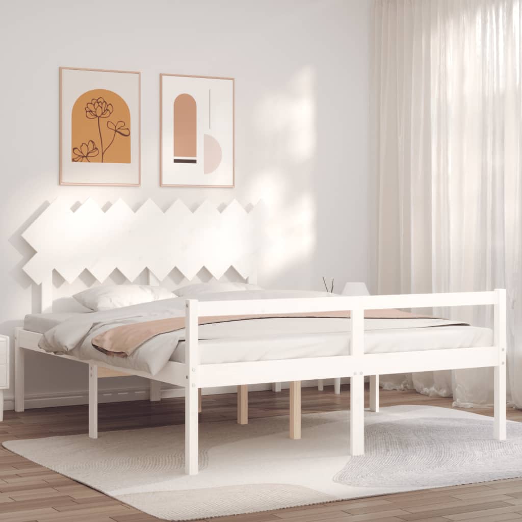 vidaXL Senior Bed without Mattress White 160x200 cm Solid Wood