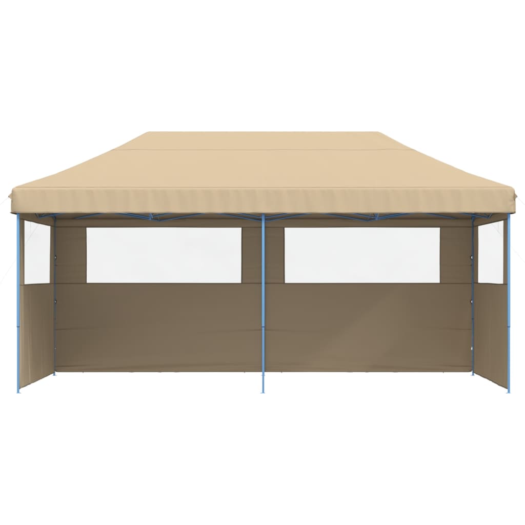 vidaXL Foldable Party Tent Pop-Up with 3 Sidewalls Beige