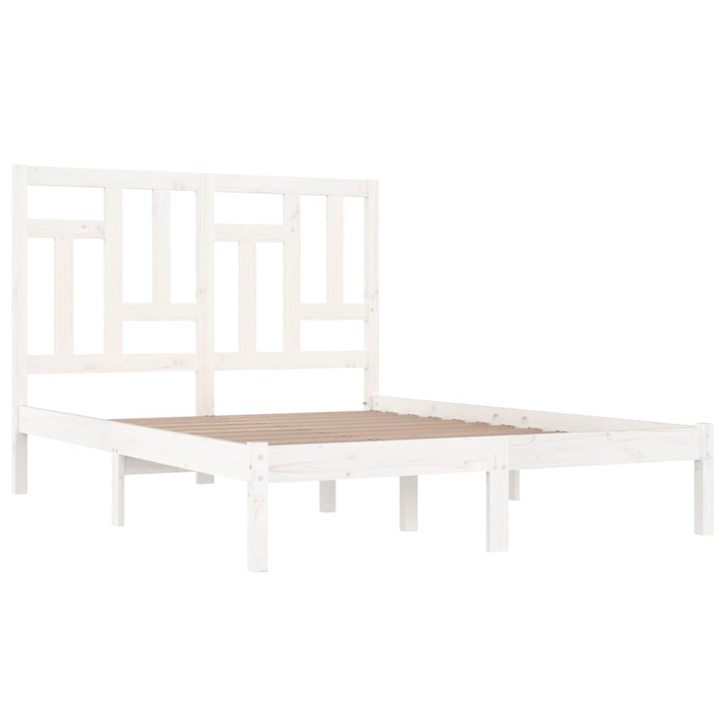 vidaXL Bed Frame without Mattress White 150x200 cm King Size Solid Wood Pine