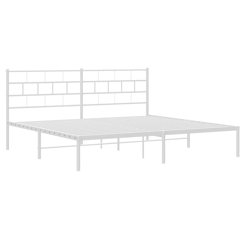 vidaXL Metal Bed Frame without Mattress with Headboard White 193x203 cm