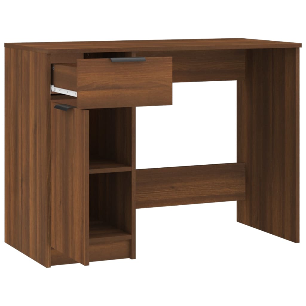 vidaXL Desk Brown Oak 100x50x75 cm Engineered Wood