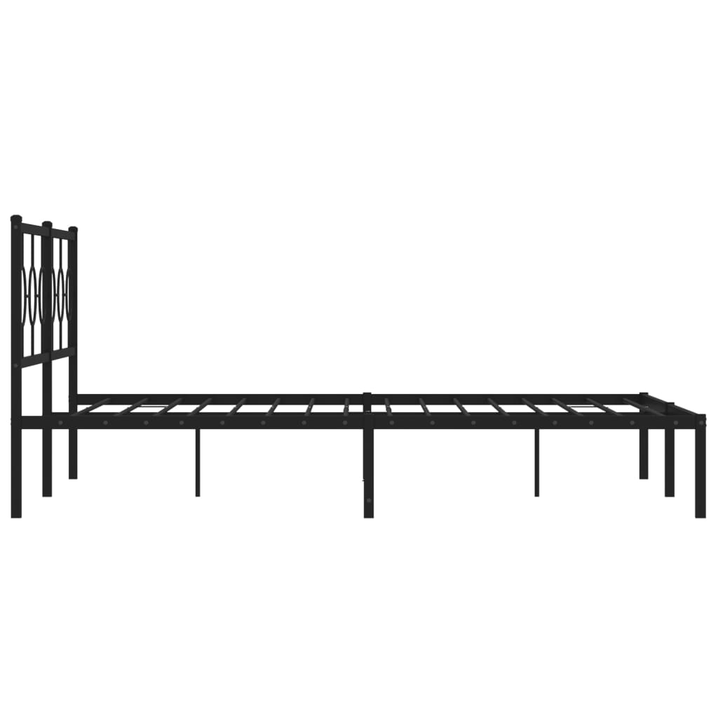 vidaXL Metal Bed Frame without Mattress with Headboard Black 183x213 cm