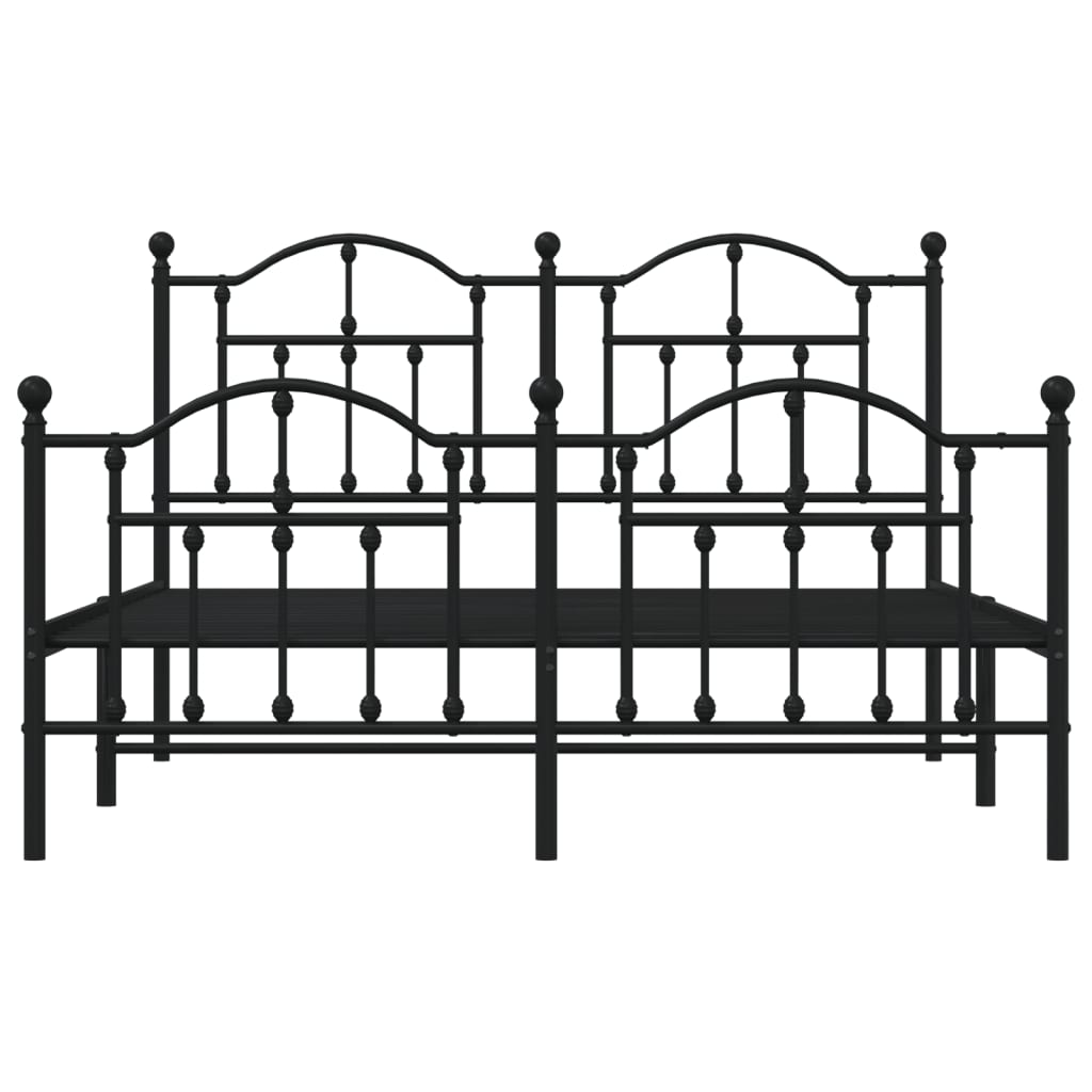 vidaXL Metal Bed Frame without Mattress with Footboard Black 140x190 cm