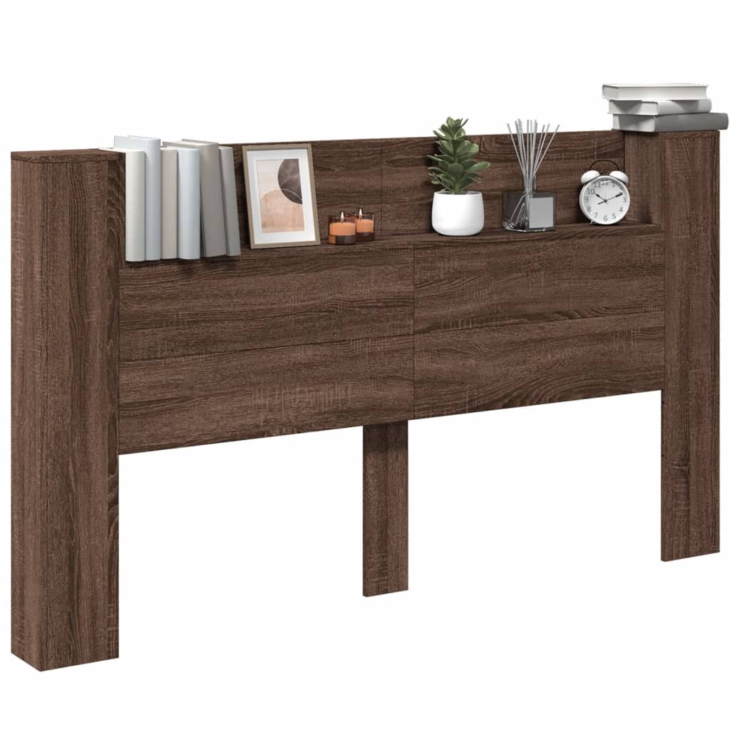 vidaXL Headboard Cabinet with LED Brown Oak 180x16.5x103.5 cm