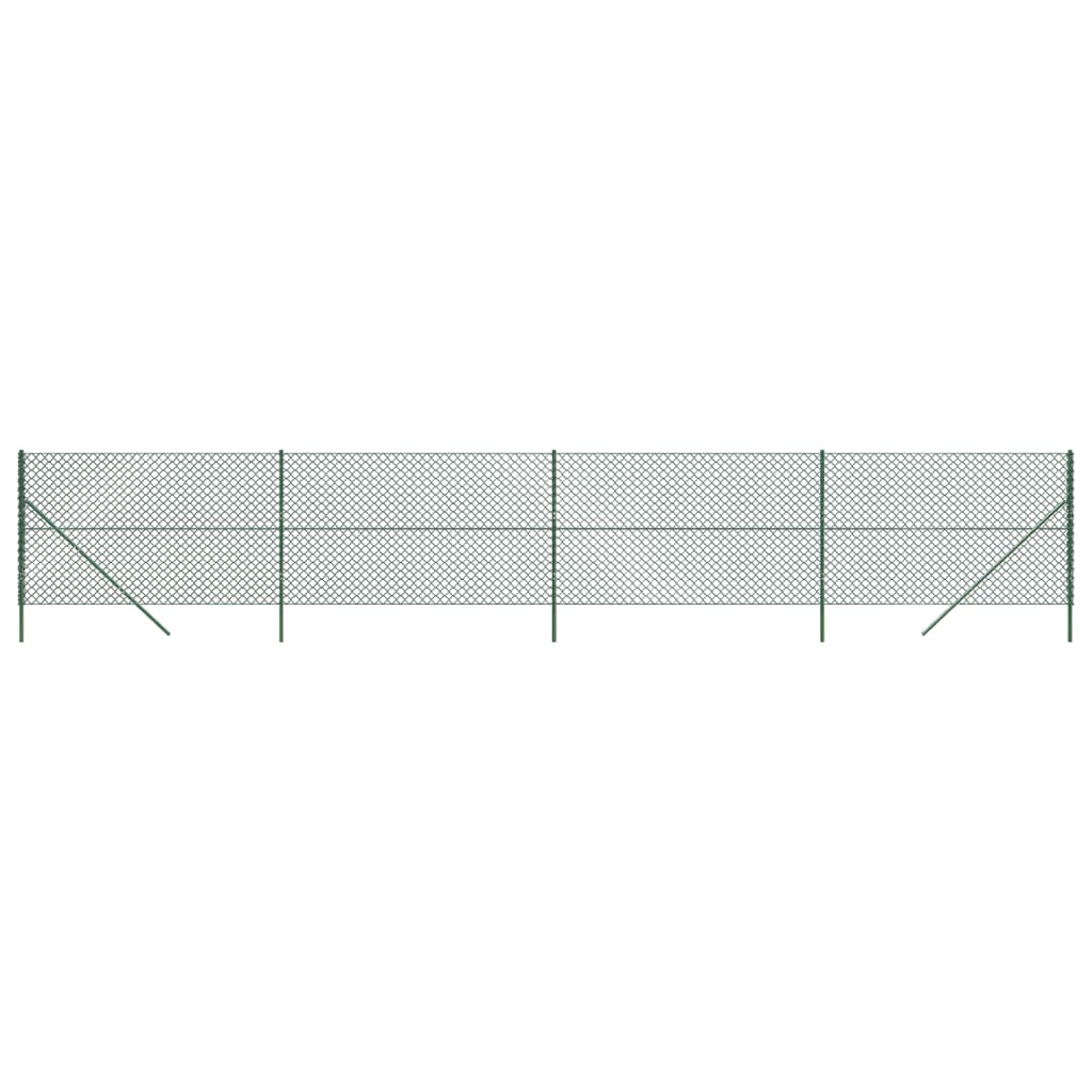 vidaXL Chain Link Fence Green 1.4x10 m