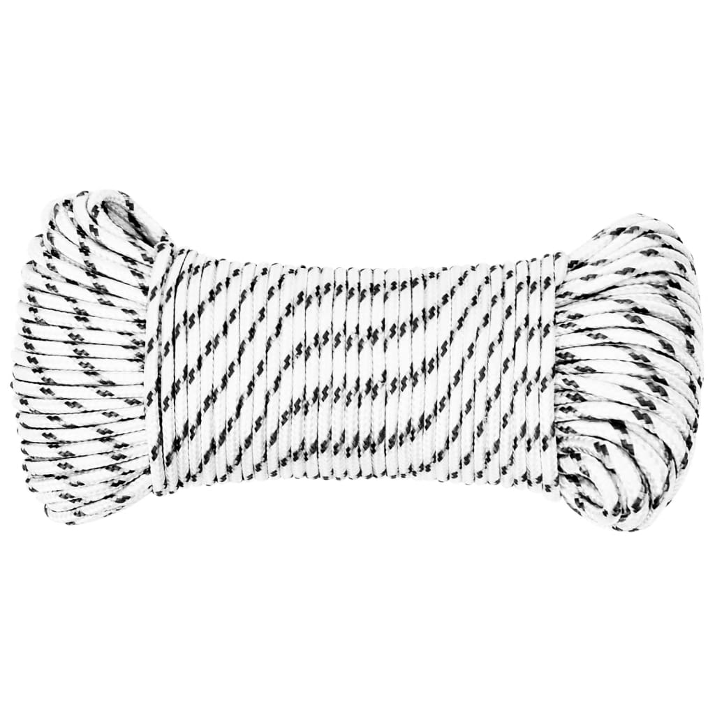 vidaXL Braided Boat Rope White 5 mmx25 m Polyester