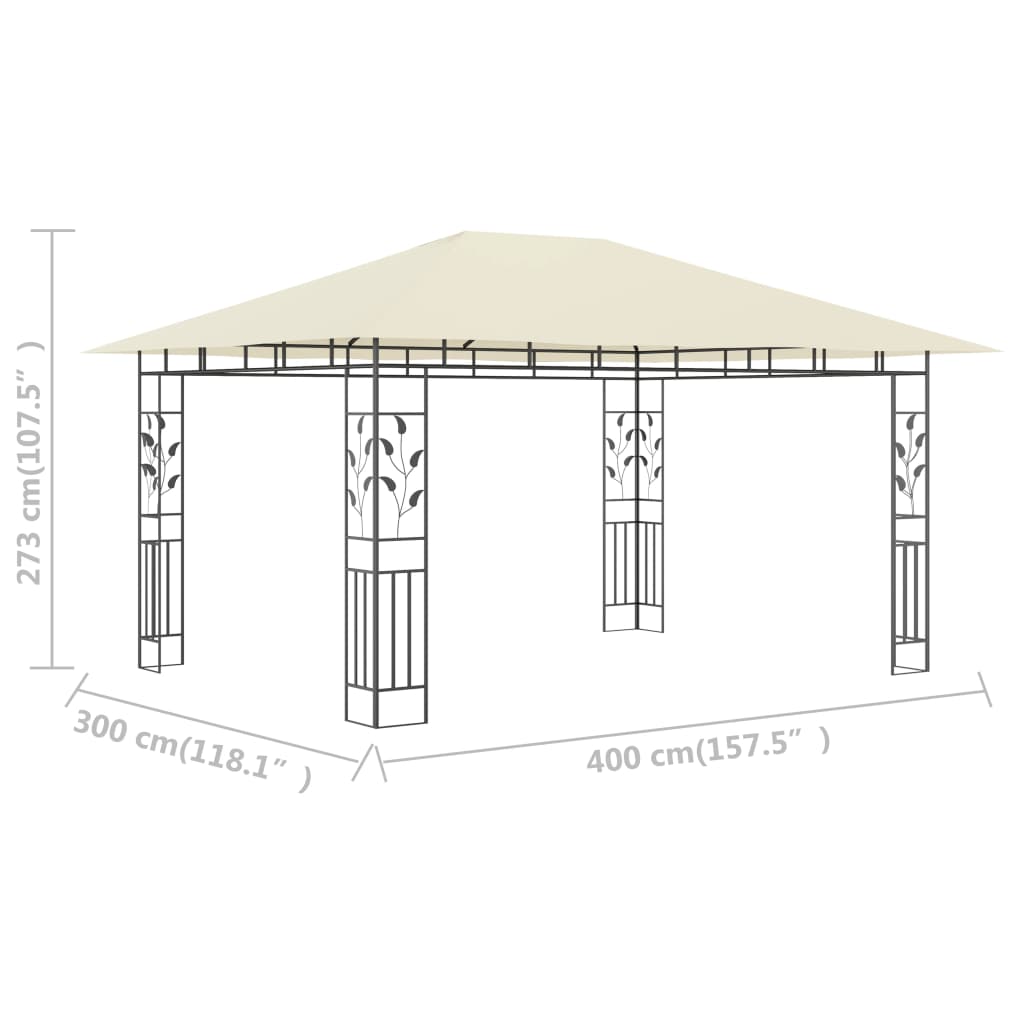 vidaXL Gazebo with Mosquito Net 4x3x2.73 m Cream 180 g/m²