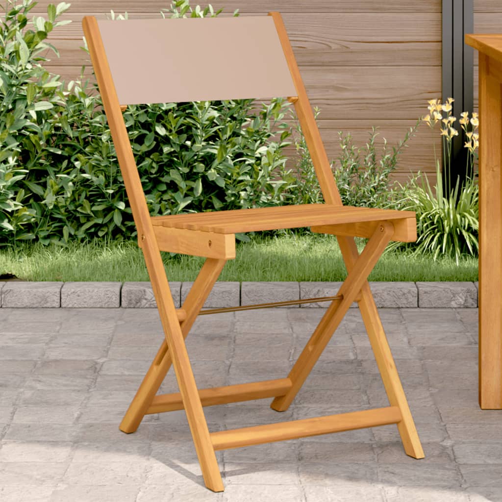 vidaXL Bistro Chairs 2 pcs Taupe Solid Wood Acacia and Fabric