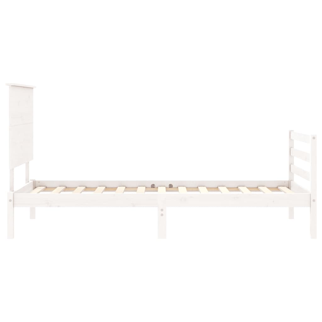 vidaXL Bed Frame without Mattress White Small Single Solid Wood