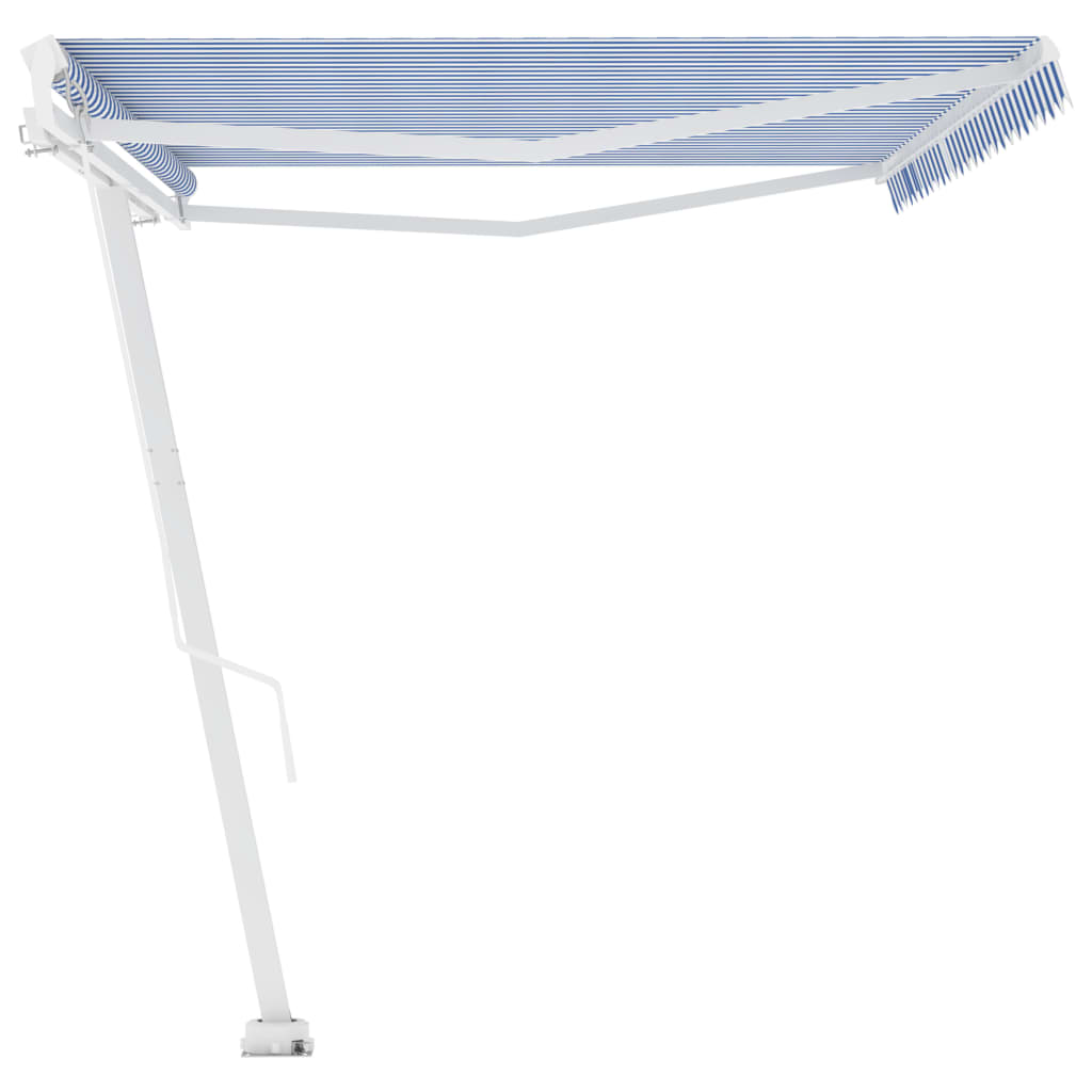 vidaXL Freestanding Manual Retractable Awning 500x350 cm Blue/White