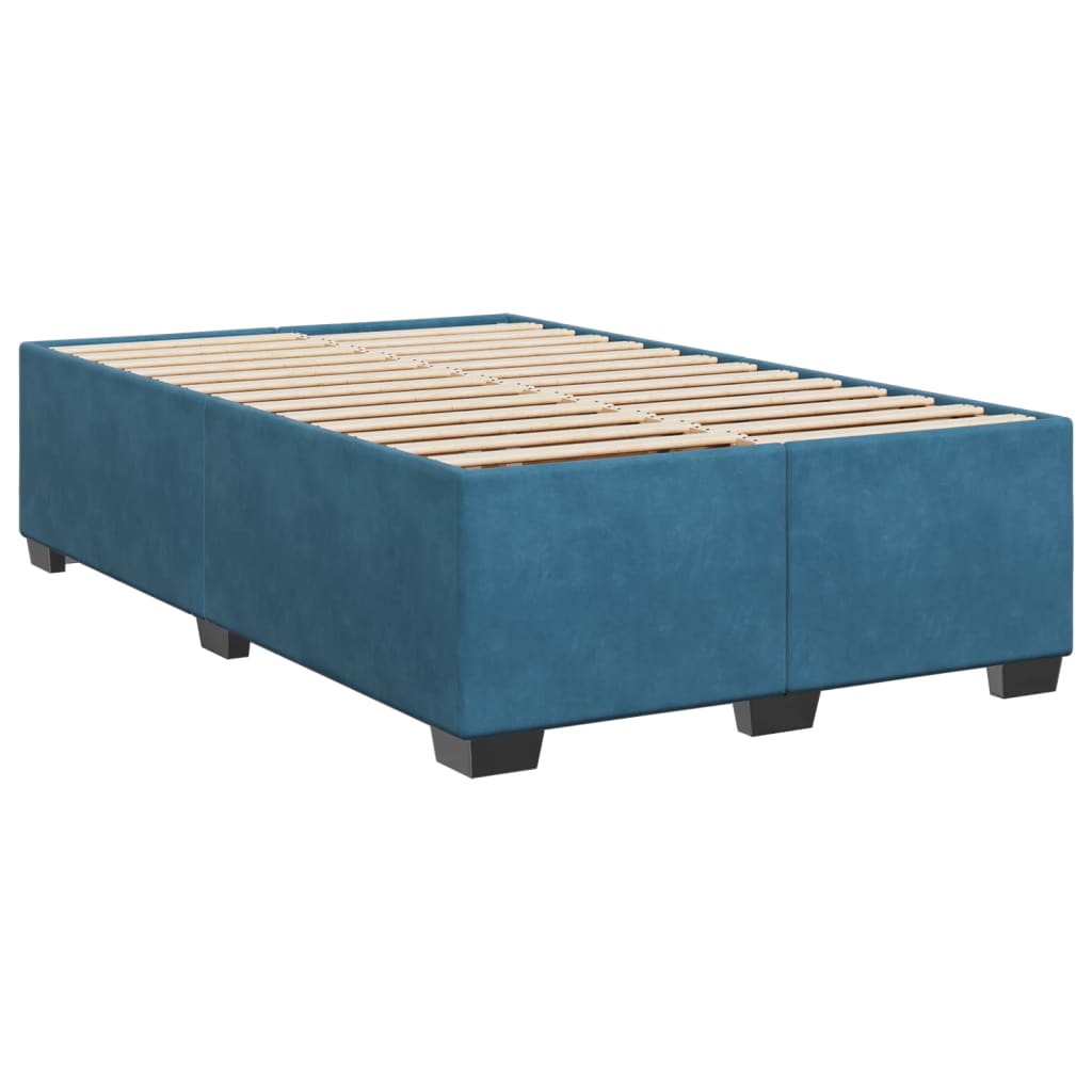 vidaXL Box Spring Bed with Mattress Dark Blue 120x200 cm Velvet