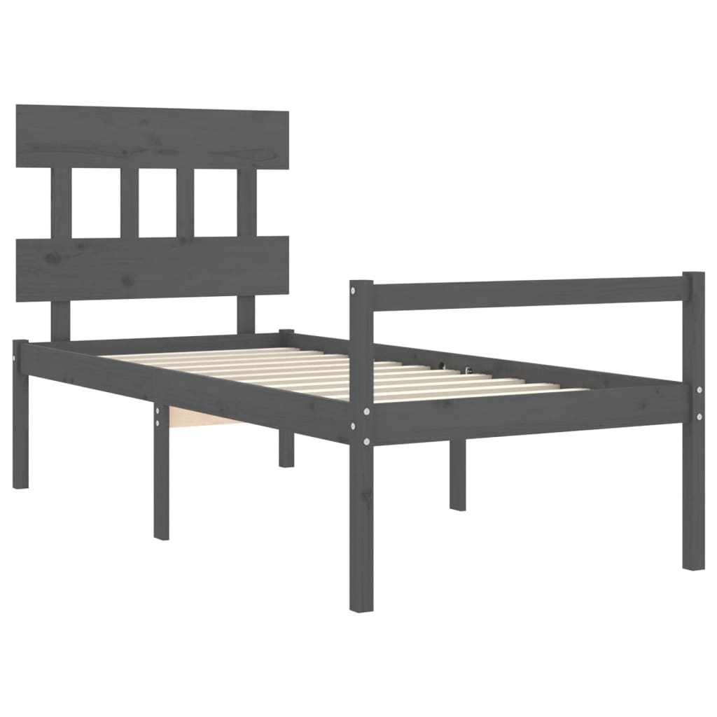 vidaXL Senior Bed without Mattress Grey 100x200 cm Solid Wood