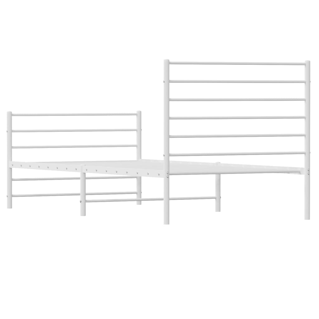 vidaXL Metal Bed Frame without Mattress with Footboard White 90x190 cm Single