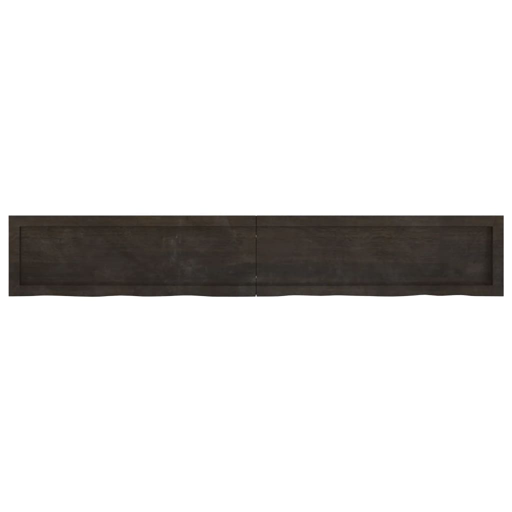 vidaXL Wall Shelf Dark Brown 180x30x(2-6) cm Treated Solid Wood Oak