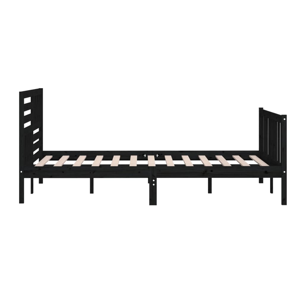 vidaXL Bed Frame without Mattress Black Solid Wood 140x200 cm (810086+814148)