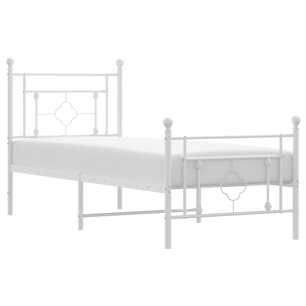 vidaXL Metal Bed Frame without Mattress with Footboard White 80x200 cm