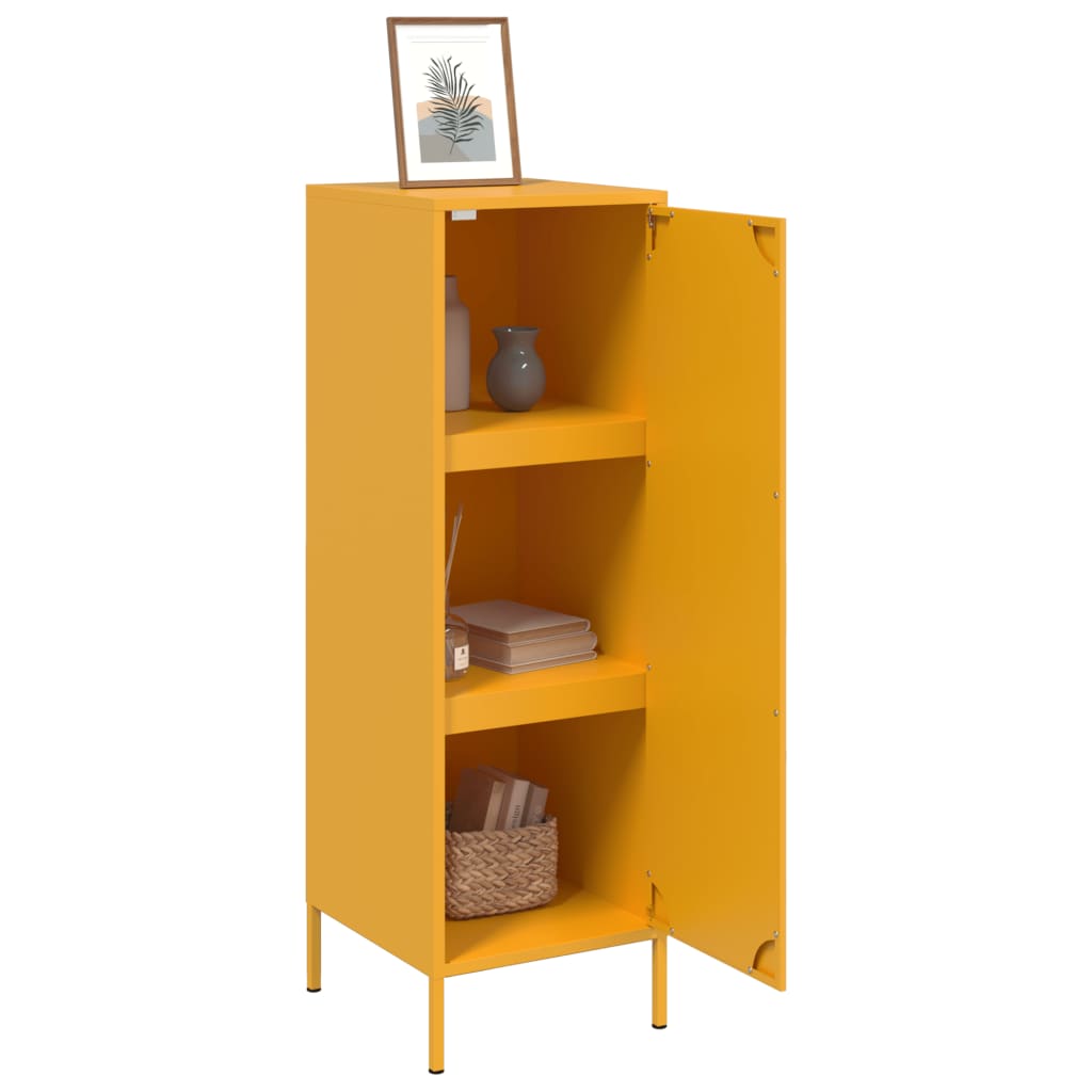 vidaXL Highboard Mustard Yellow 36x39x113 cm Steel