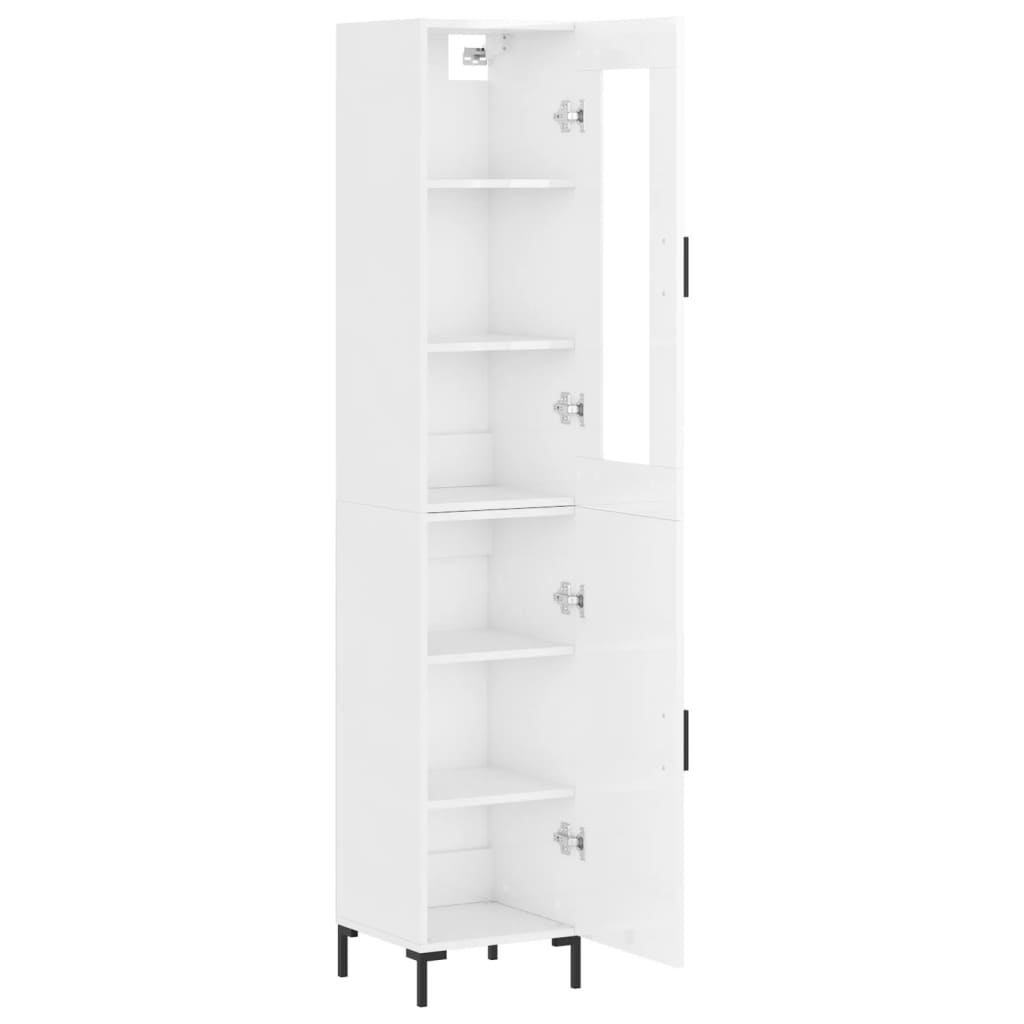 vidaXL Highboard High Gloss White 34.5x34x180 cm Engineered Wood