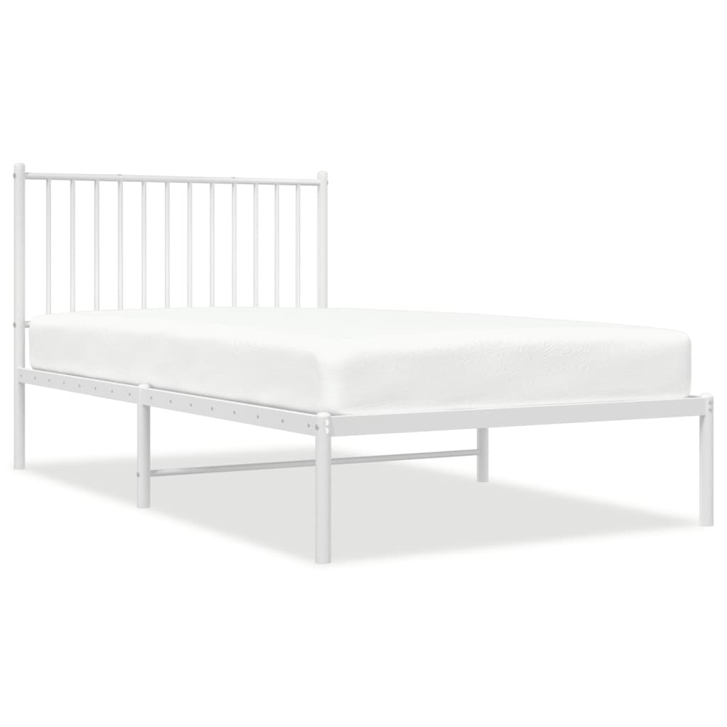 vidaXL Metal Bed Frame without Mattress with Headboard White 100x190 cm