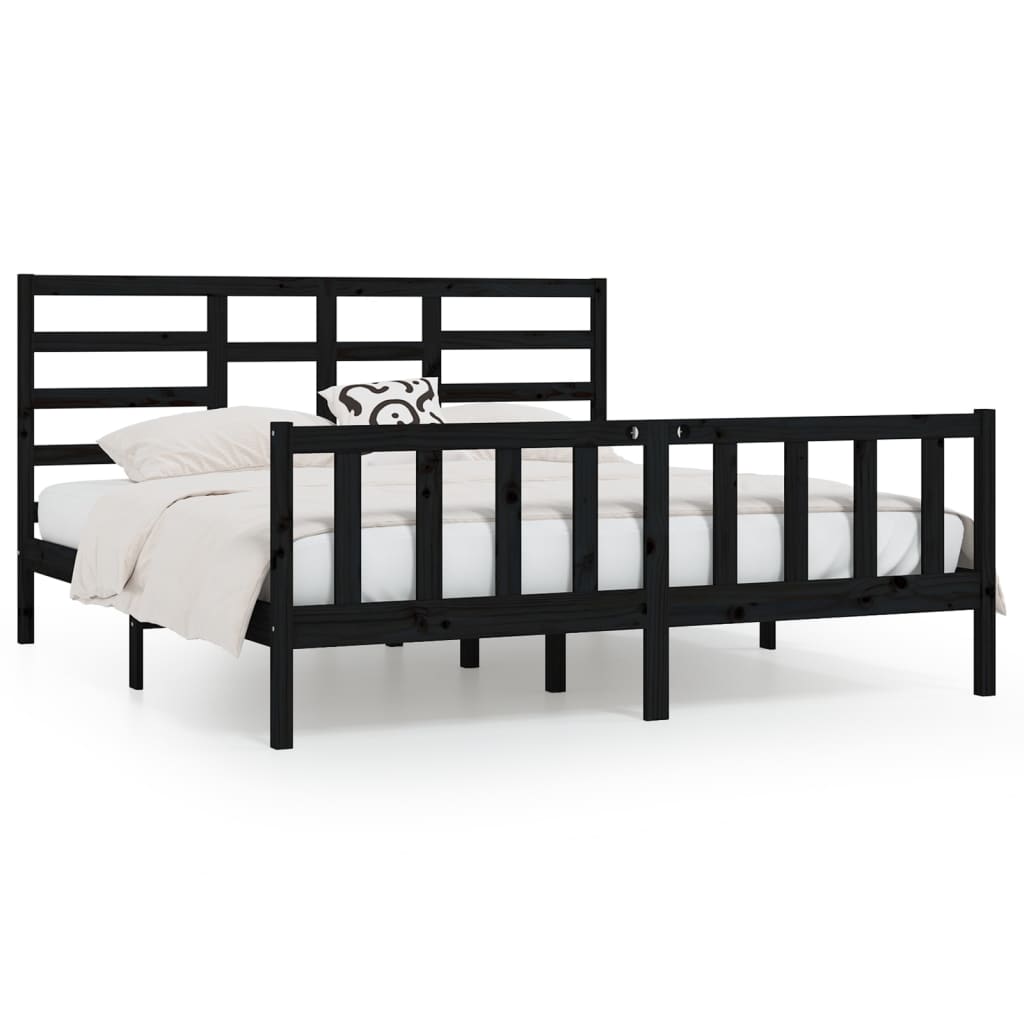 vidaXL Bed Frame without Mattress Black 200x200 cm Solid Wood Pine