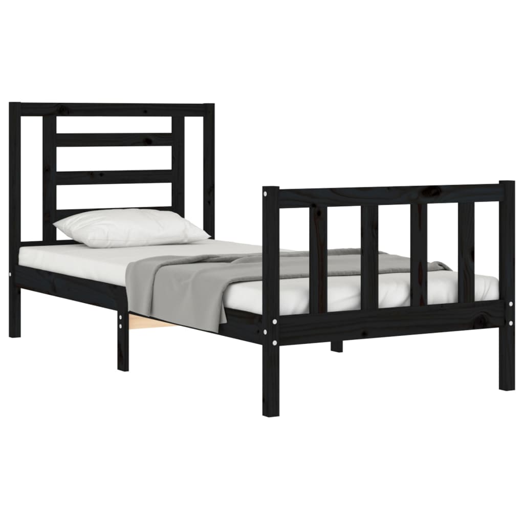 vidaXL Bed Frame without Mattress Black 90x200 cm Solid Wood Pine