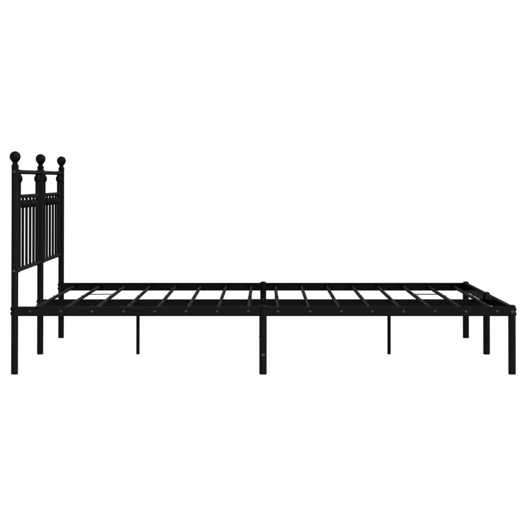 vidaXL Metal Bed Frame without Mattress with Headboard Black 183x213 cm