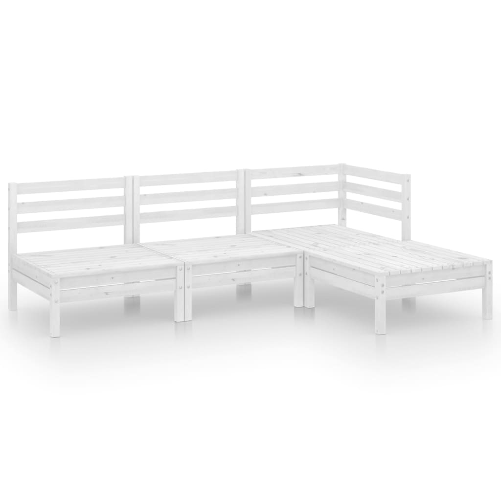 vidaXL 4 Piece Garden Lounge Set Solid Pinewood White